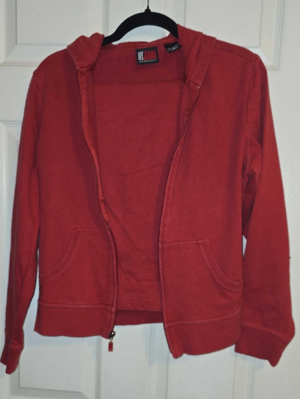 New York & Company Red Cotton Crew Sweater Top
